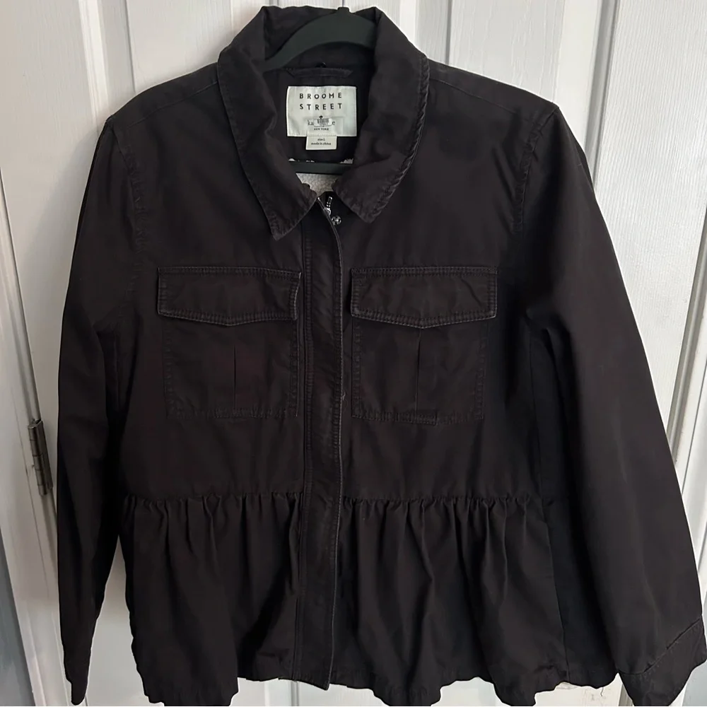 Kate Spade Broome Street Black Military Peplum Jacket Size L